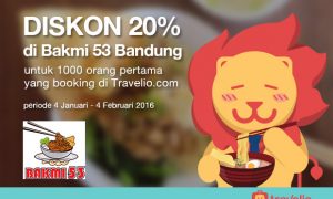Diskon 20% di Bakmi 53, Bandung Bagi Pelanggan Travelio.com